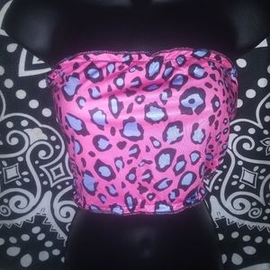 Size M leopard crop top/ halter top strapless